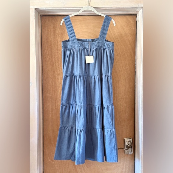 Margaret O’Leary Cotton Tiered Midi Dress Blue Sleeveless Strappy Size Small NWT - Picture 9 of 13